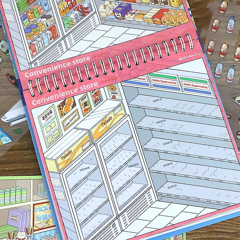 Mr. Paper 33pcs/book Miniature Scene Collection 8.0, 3D Diorama Stickers, Creative Journal Decor, Collector's Series Material