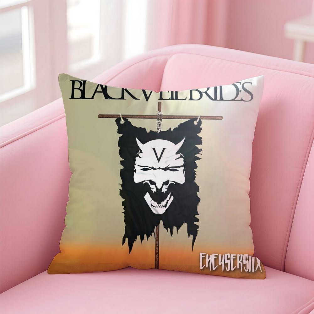 Black V-Veil B-Brides Band Cushion Cover Linen Pillowcase Cover Soft Decor For Sofa Home Room