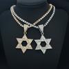 Fashion Star of David Pendant Necklace Women Men Hip Hop Tennis Cuban Chain Necklaces Classic Six-pointed Star Jewish Jewelry