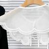 Elegant White Embroidered Flower Detachable Collar for Women Fashionable Sequins Embellished Mesh Shawl Wrap Capelet