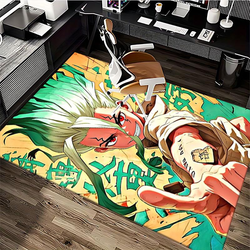 1 pezzo Dr. Tappetino per Sedia Anime Personaggio di Pietra - Tappeto Antiscivolo per Ufficio con Design a Simbolo di Pietra, Perfetto per Arredamento Casa, Stanza dei Giochi, Dormitorio e Altro!Q073