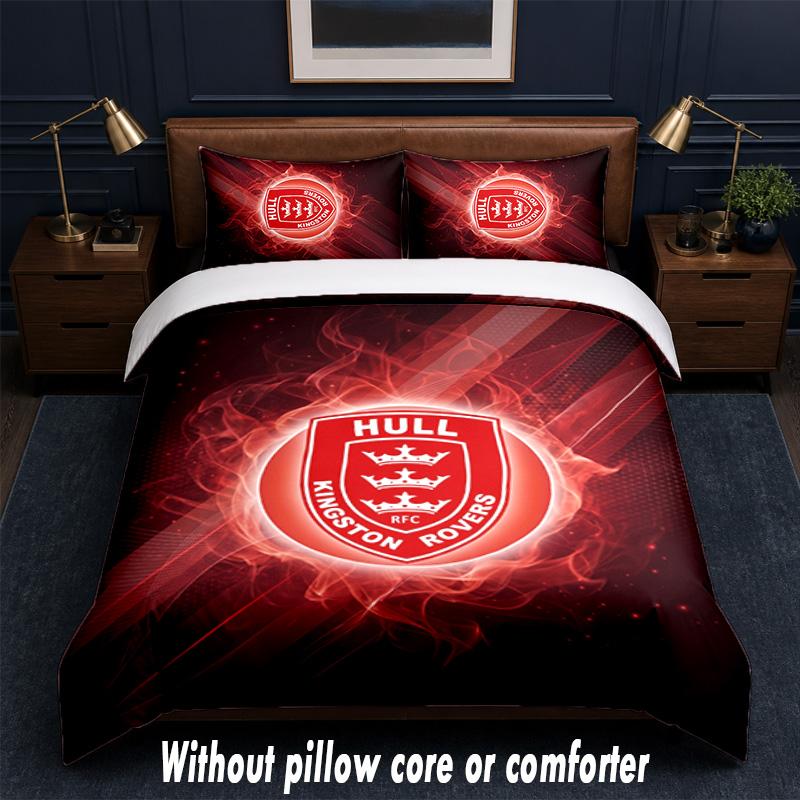 Hull KR Design Bed Bedding Set 1 Duvet Cover + 2 Pillowcases Soft Breathable Household Bed Linens
