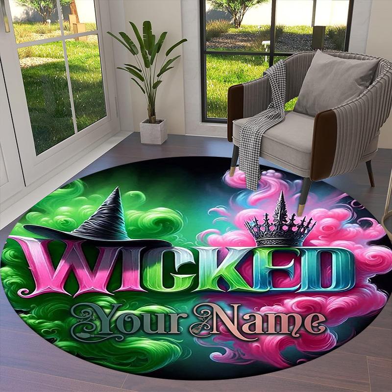 Christmas Baubles Theme Custom Name Round Area Rug Carpet Rug For Living Room Bedroom Sofa Playroom Decor Nonslip Floor Mat