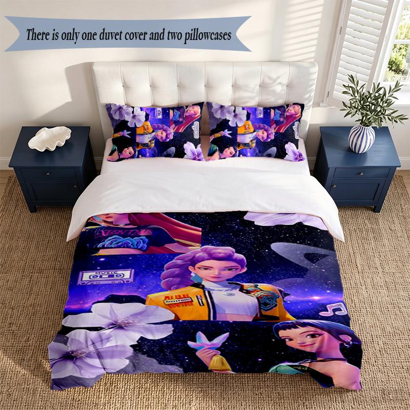 HUNTRIX 3‑Piece Bedding Set Soft Microfiber Duvet Cover Pillowcases Comfortable Bed Linen for Bedroom Decoration