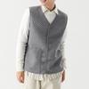 Men Waistcoat V-Neck Sleeveless Single-Breasted Vest Coat Solid Color Velvet Lined Warm Vest Jacket with Pockets