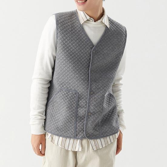 Men Waistcoat V-Neck Sleeveless Single-Breasted Vest Coat Solid Color Velvet Lined Warm Vest Jacket with Pockets