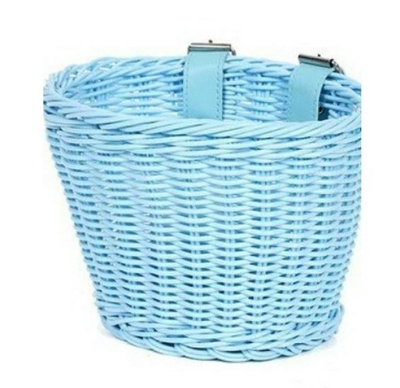Hand-Woven Rattan-Style Detachable Bicycle Storage Basket for Children's Scooters - Small, Lidless