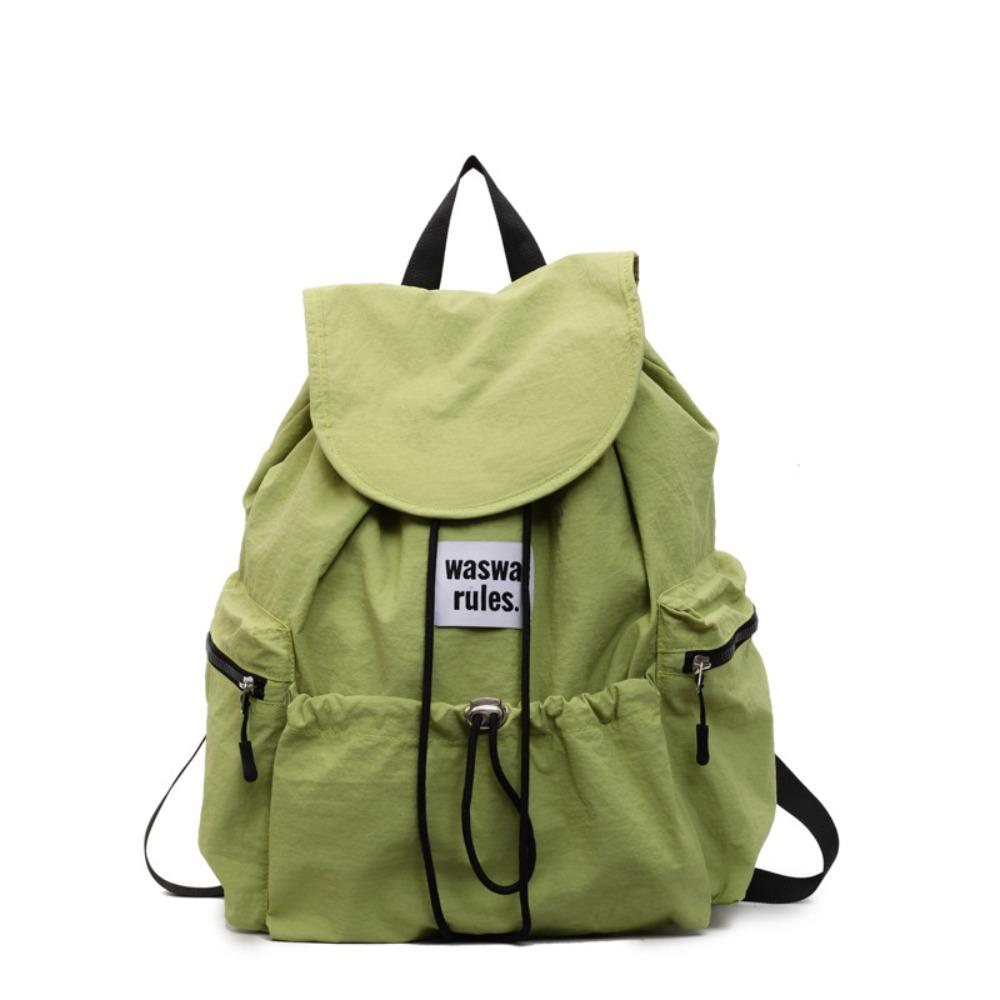 Solid Color Ruched Shoulder Bags Nylon Student Schoolbag Simple Drawsting Backpacks  Outdoor