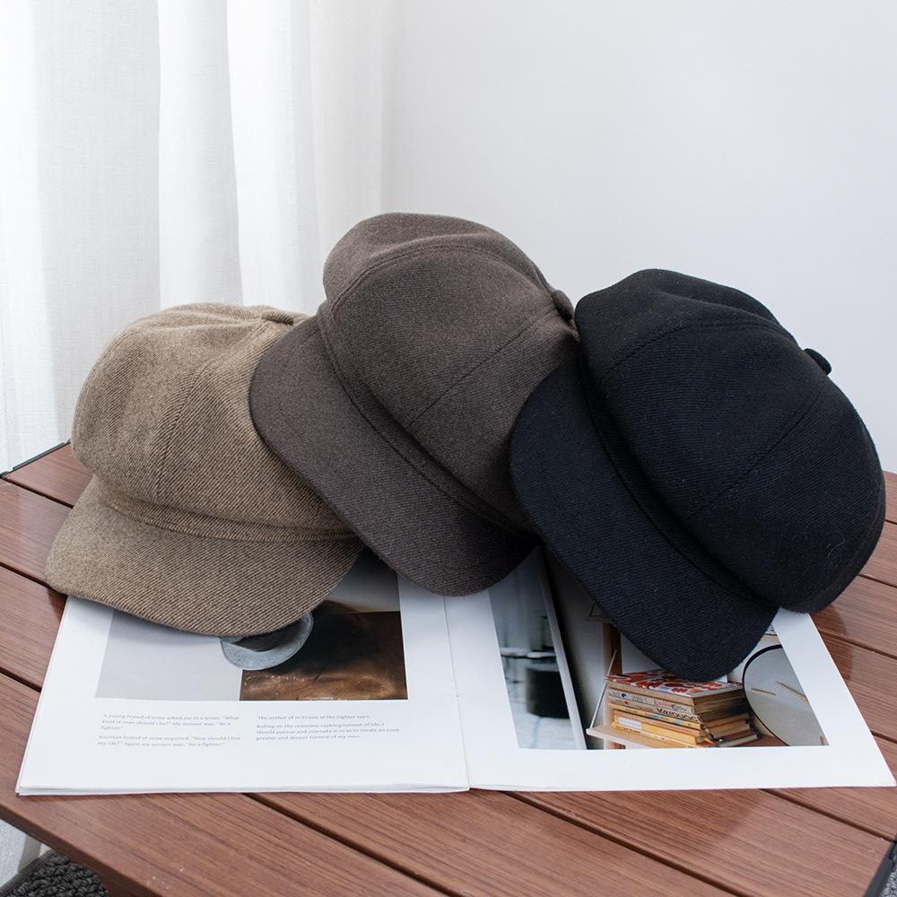 Autumn and winter high-grade retro thick cotton face small octagonal hat British style basic versatile painter hat newsboy hat tide