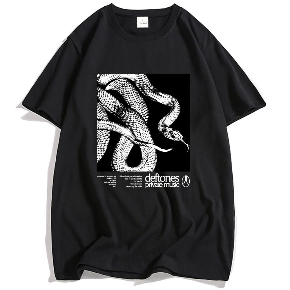 Soukromý hudební seznam skladeb Trička Deftones Rocková kapela Potisk Tričko Bavlna Volné Krátký rukáv Tričko Ženy Muži Unisex Streetwear