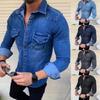 Chemise en jean pour homme, décontractée, rétro, élégante, populaire, fine, tendance, couleur unie, modelante, facile à assortir, grande taille