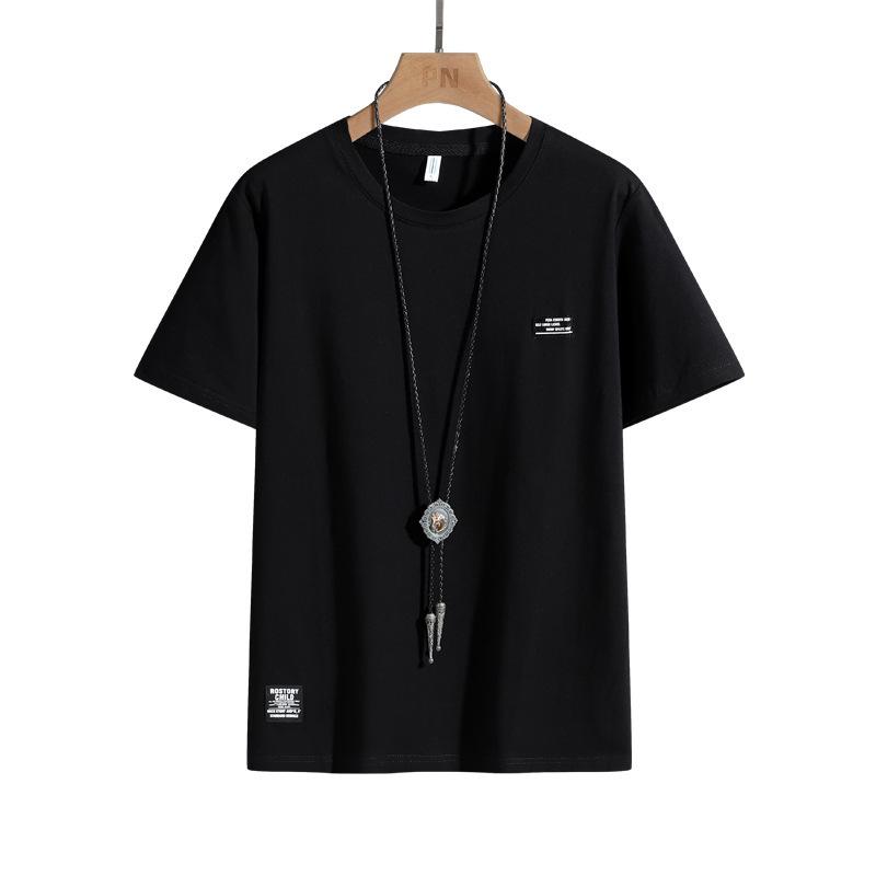 9XL tričko z čisté bavlny pánské volné velký kulatý výstřih Jednobarevné sportovní spodní část s krátkým rukávem