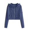 Women's Casual Short Hoodie Long Sleeve Sweatshirt Loose Fit Pullover for Daily Wear