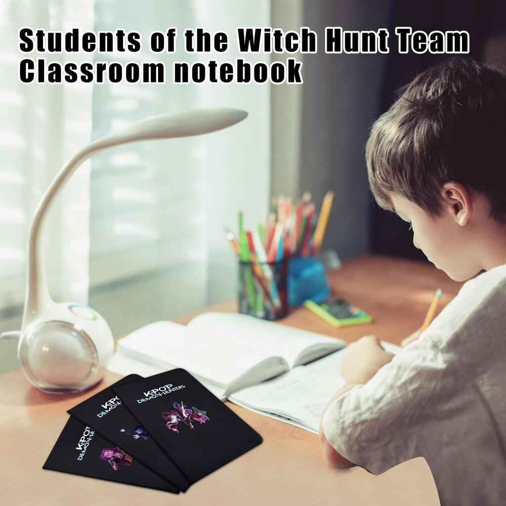 Student Classroom Notebook Cartoon Printed Portable Imitation Leather Black Notebook Creative Notebook