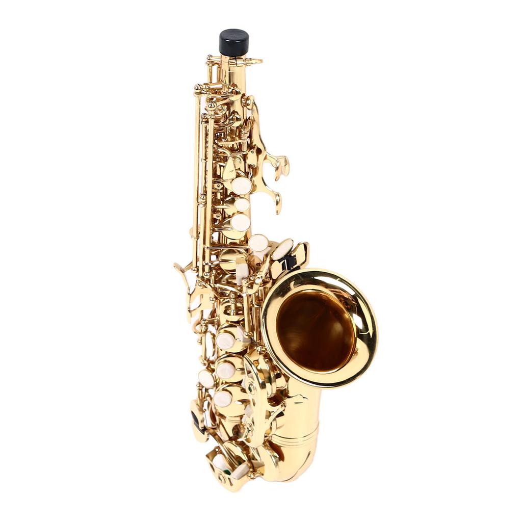 Kids Saxophone B Flat Brass Soprano Sax Instrument Set Kit for Children Beginner Practice Gold