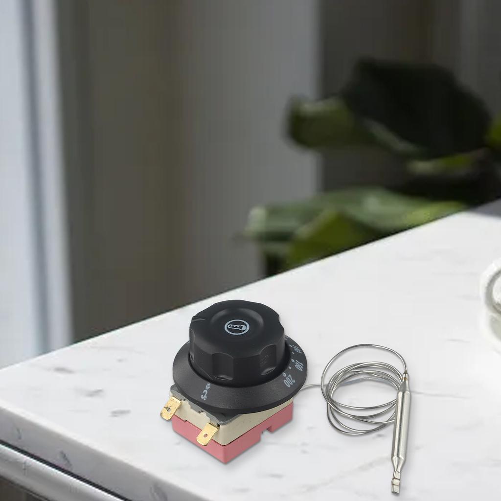 Electric Oven Thermostat Controller Switch Adjustable Temperature 60 to 200 Degrees 2 Pin for Kitchen Appliance and Water Heater