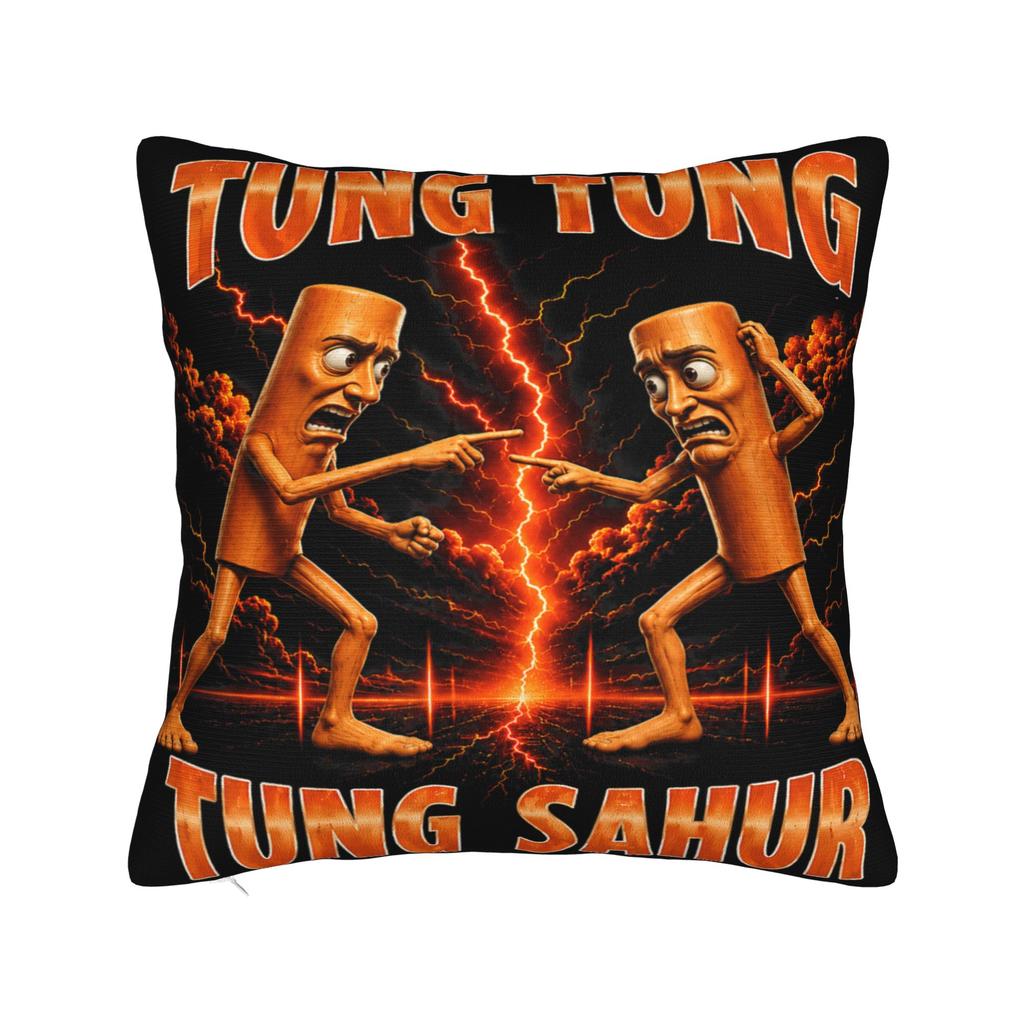 Tung Tung Tung Sahur is Calling Funny Italian Brainrot Pillowcases Vintage Pillow Case For Wedding Party Home Decor Pillow Cover