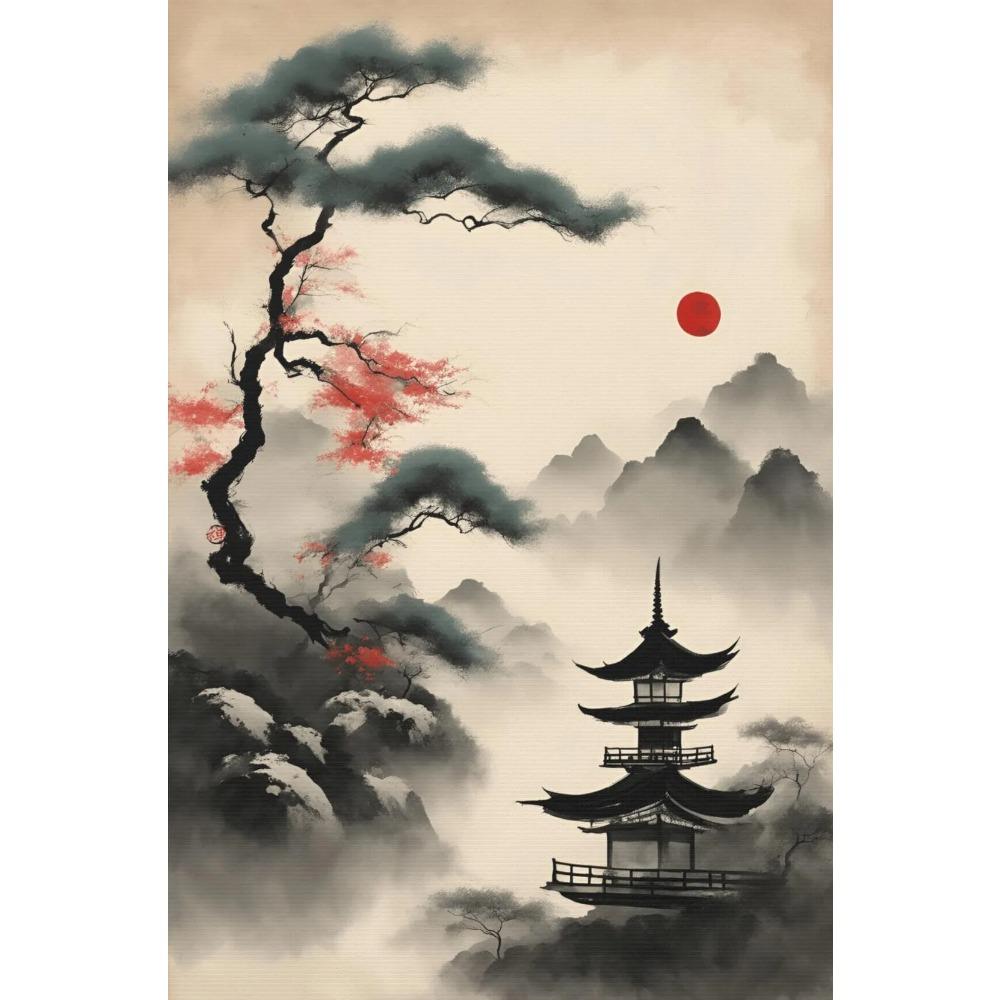 Pósteres Minimalistas Zen Japandi Impresiones de Arte Japonés con Tinta sobre Papel Pintura en Lienzo Imágenes de Arte de Pared Decoración Moderna de Moda para el Hogar