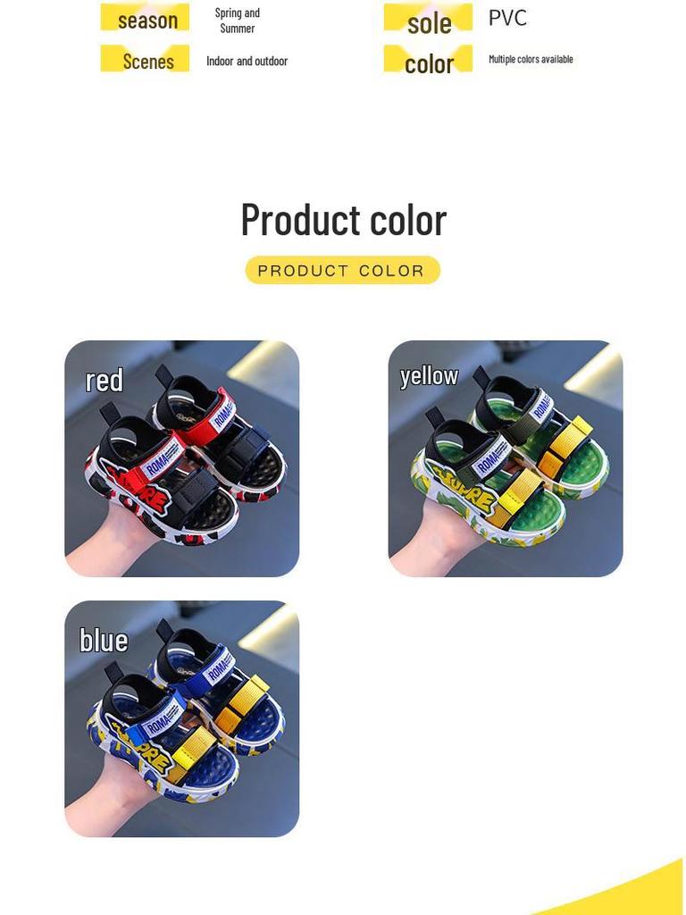 Boys' 2024 Summer Korean-Style Casual Beach Sandals with Soft Soles.