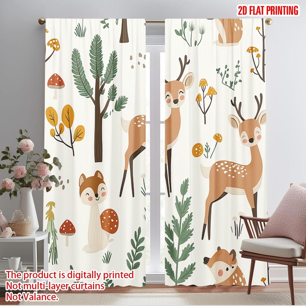 

2pcs,2D plane printing Popular Curtains Cute woodland animals forest seamless (2) Versatile Fabric (without rod) Decorations 52.50×116.00 CM 2pcs