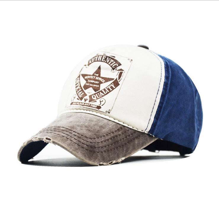 Vintage Distressed Baseball Cap "Jewel Shine" Print Washed Cotton Dad Hat