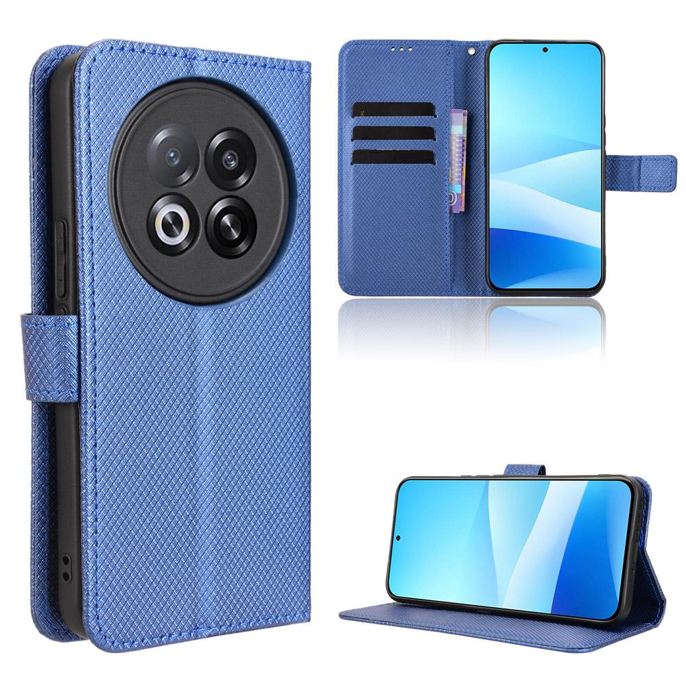 

For Meizu Note 16 Pro Leather Wallet Case with Strap Diamond Texture Phone Cover Blue