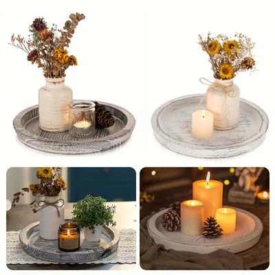 Bandeja de armazenamento para festa, feita à mão, prato de velas, frutas, bandeja redonda de madeira, acessórios para casamento