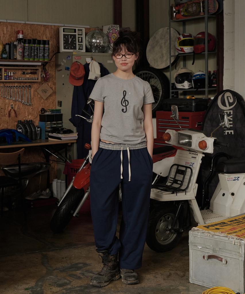 Okkitteu Two-Way Check Pants Navy