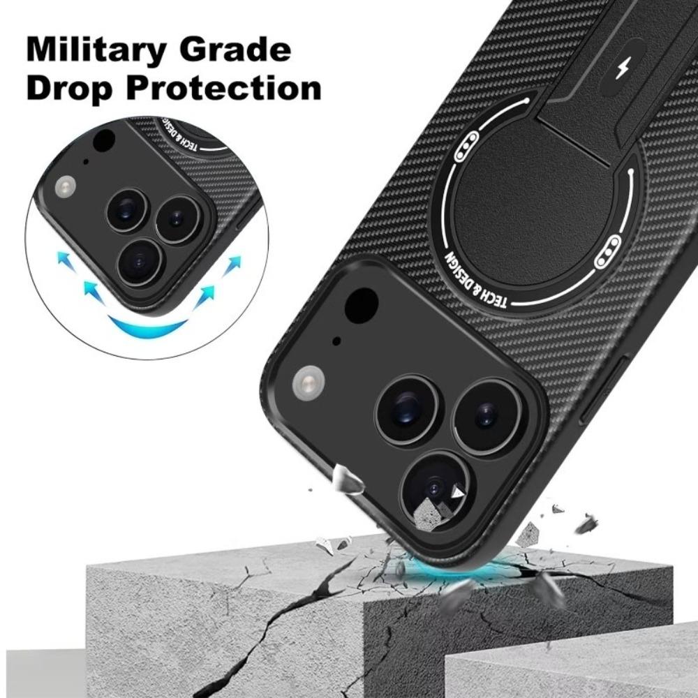 Luxury Invisible Stand Magnetic Case for iPhone 17 16 15 14 Plus 12 13 Pro Max Hard Anti fall Matte Back Case for Magsafe Cover