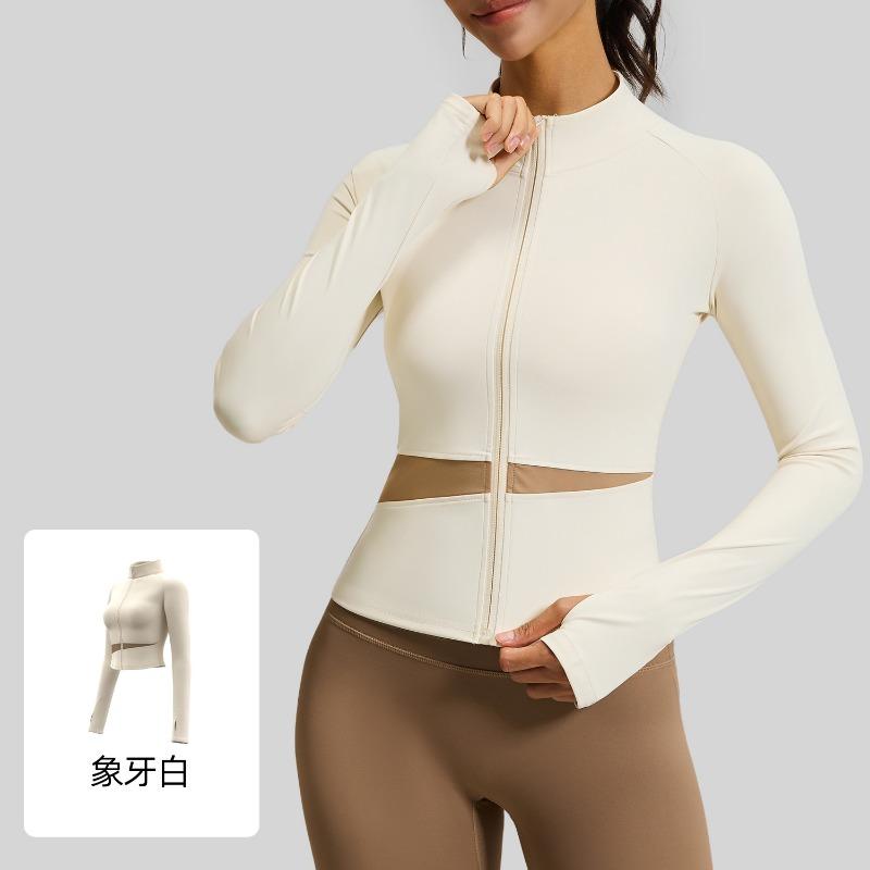 Women S Color Block Yoga Jacket Slim Fit Long Sleeve Workout Top