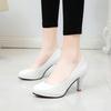 Spring and Autumn New Style Waterproof Platform Slip-on Shoes Fashionable Banquet Work Shoes Pointed Toe Thin Heels Pumps