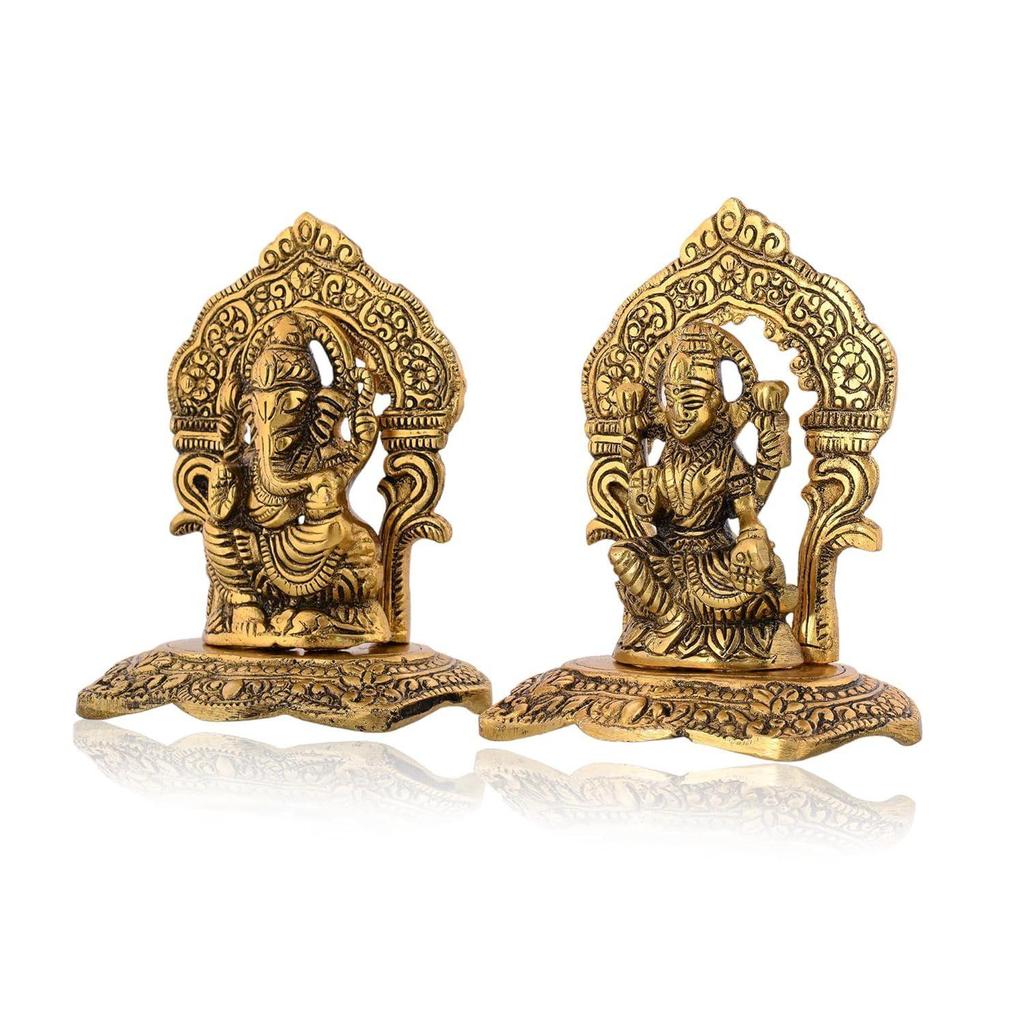 Metal Laxmi Lakshmi Ganesh Gift Items for Cooperate, Anniversary, Wedding Gift, Housewarming with Velvet Box Packing (Set of 1)