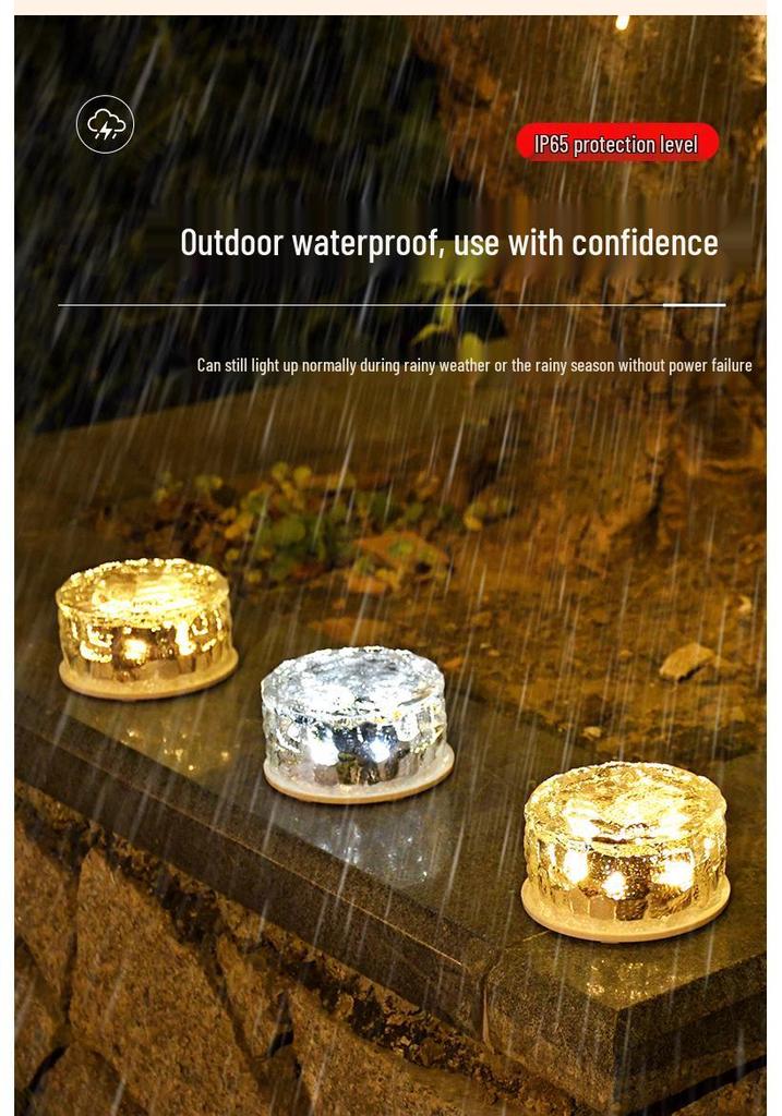 Solar Glass Ice Brick Lamp for Outdoor Walkways and Gardens