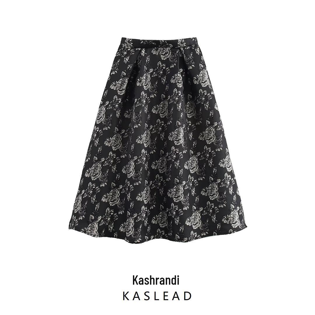

Spring 2025 Women s European & American Style Jacquard Midi Skirt L