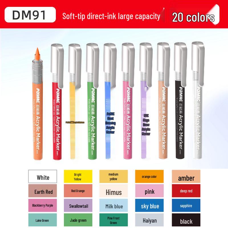 

Snow White POMAC Liquid Acrylic Marker 4.5g, Large Capacity, Soft Tip, Child-Safe Drawing Pen DM91.
