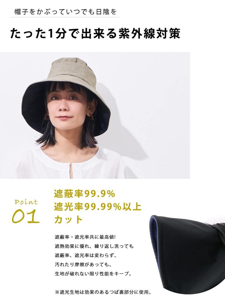 CHARM Wearable Parasol Rare UV Protection Blackout Hat Hat Summer 99.9% [Free Size/Black] Women's