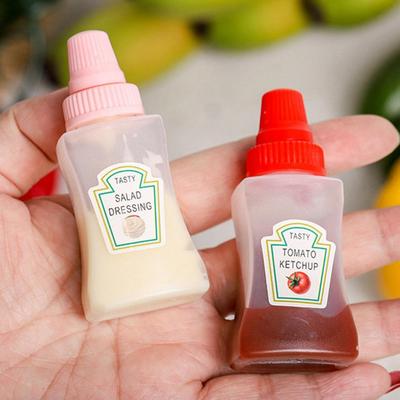 4 STÜCKE-Tragbare Mini Squeeze Flasche Saucen Ketchup Flasche Squeeze Behälter Plastik Lunchbox Salatdressing Flasche Zubehör