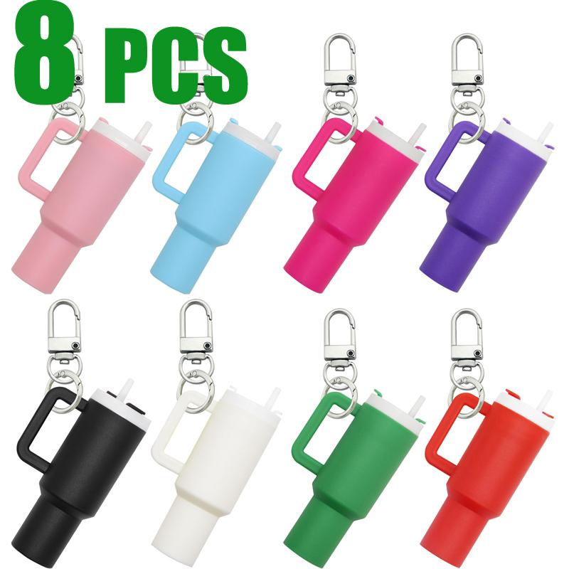 8/3 Stück Mini-Becher-Schlüsselanhänger Niedlicher Tassen-Schlüsselanhänger für Stanley Cup Damen Mädchen Schultaschen Rucksäcke Lippenbalsam-Halter Gutes Partygeschenk
