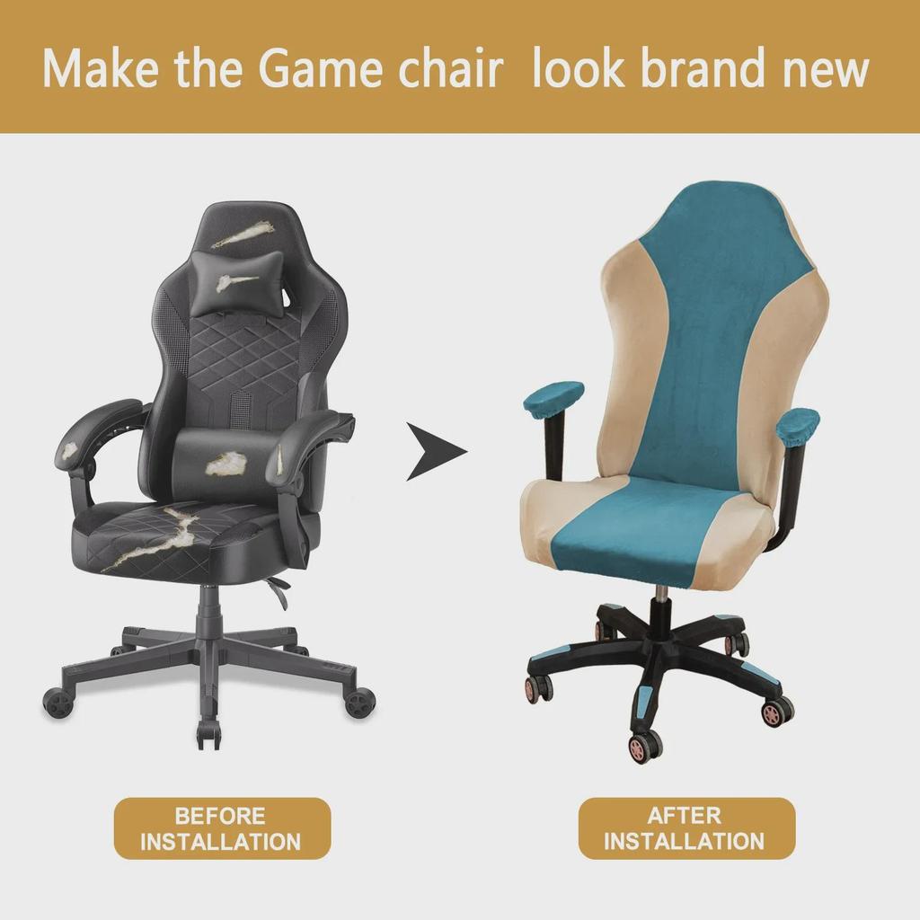 Silver Fox Velvet Gaming Chair Cover with Color Matching and Thick Padding