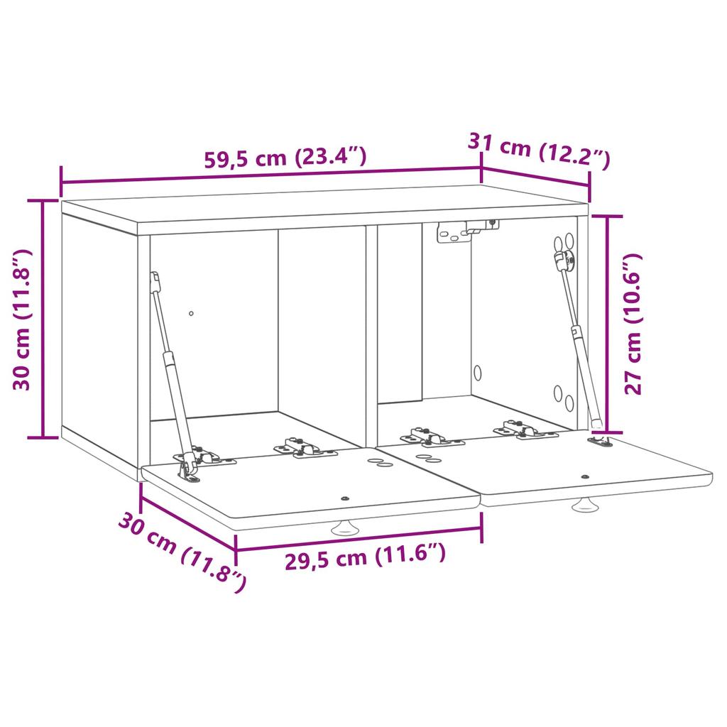 Wall Mounted TV Cabinet 59.5 x 31 x 30 cm Sonoma Oak