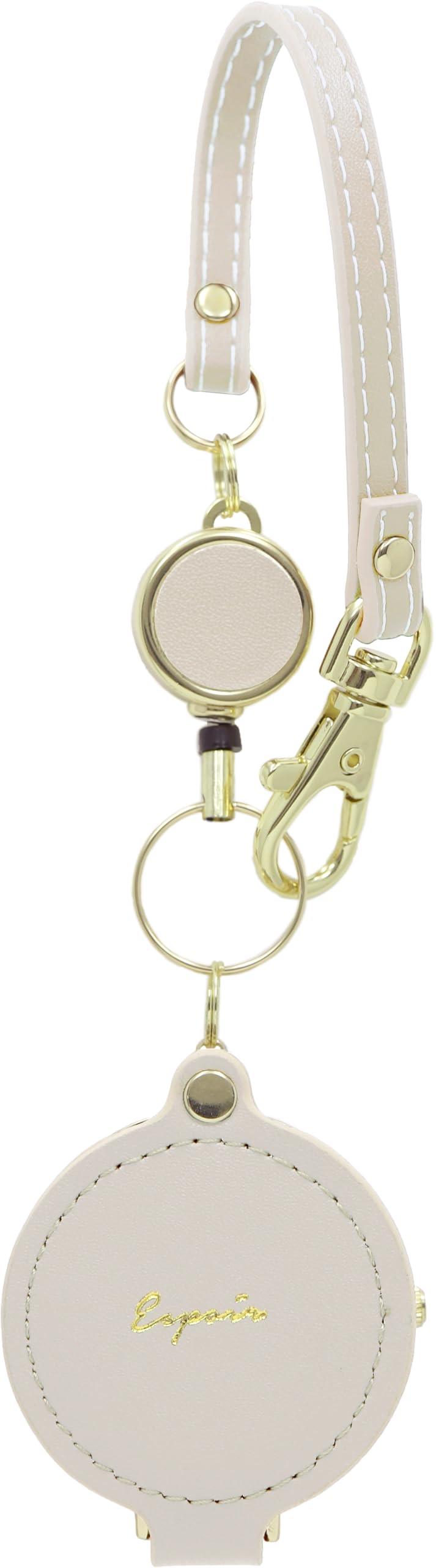 

Fieldwork Pocket Watch Keychain Watch for with Mirror and Retractable White WH Women, Analog, Reel, YM083-1 белый