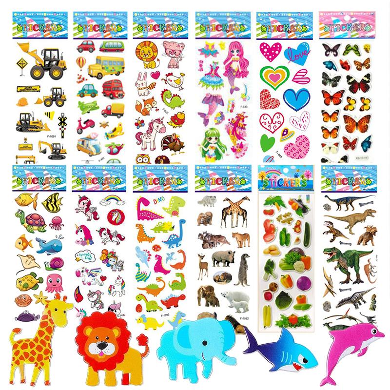 10sheets 3D Bubble Stickers Cartoon Cute Style Children Sticker Toys Reusable For Kids Birthday Christmas New Year Gift TMZ