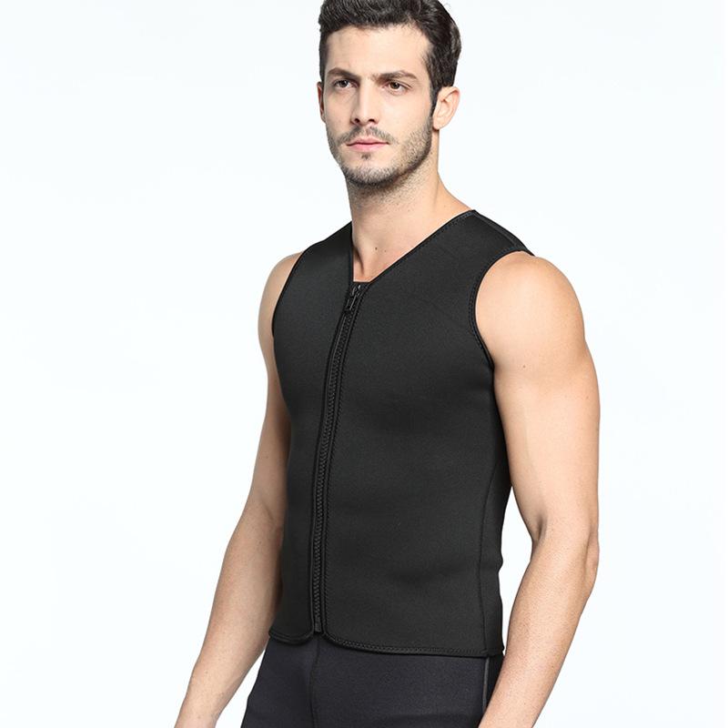 Zwarte mouwloze wetsuit voor heren met hoge stretch, splitdesign en vijfpuntsbroek
