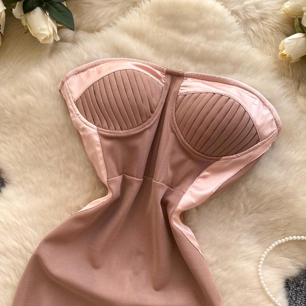 Summer Women Sexy Strapless Lace Patchwork Club Party Mini Short Slim Bodycon Pencil Dresses