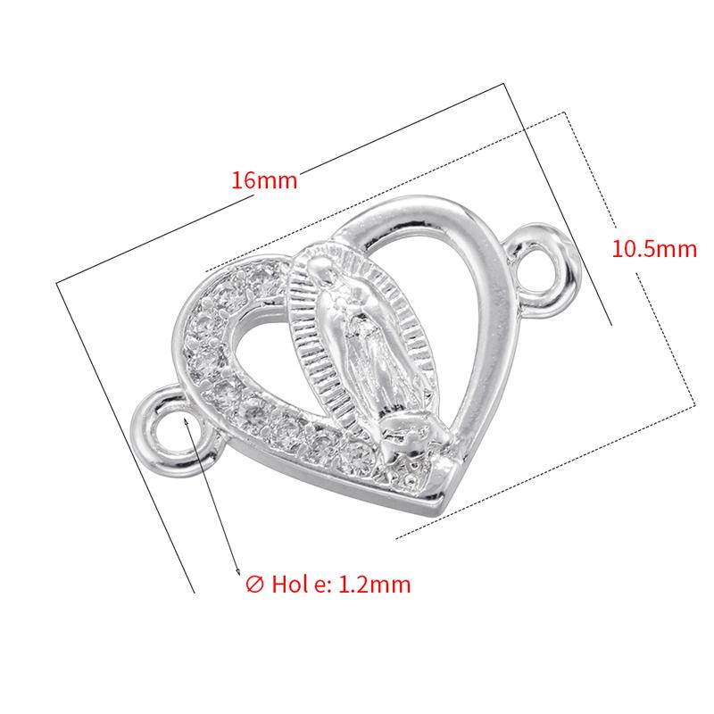 ZHUKOU Golden-plated Brass Catholic Virgin Mary Pendant Crafts Double Holes DIY Bracelet Necklace Accessories