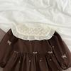 Baby-Krabbelstrampler im koreanischen Stil mit besticktem Kragen - Langarm, Niedrige Vollabdeckung für Frühling/Herbst.