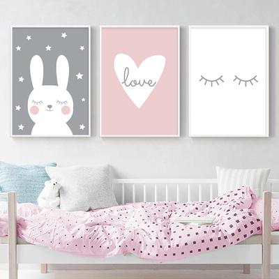 Nordic Cartoon Animal Canvas Poster Kids Room Hanging Wall Art Painting Decor