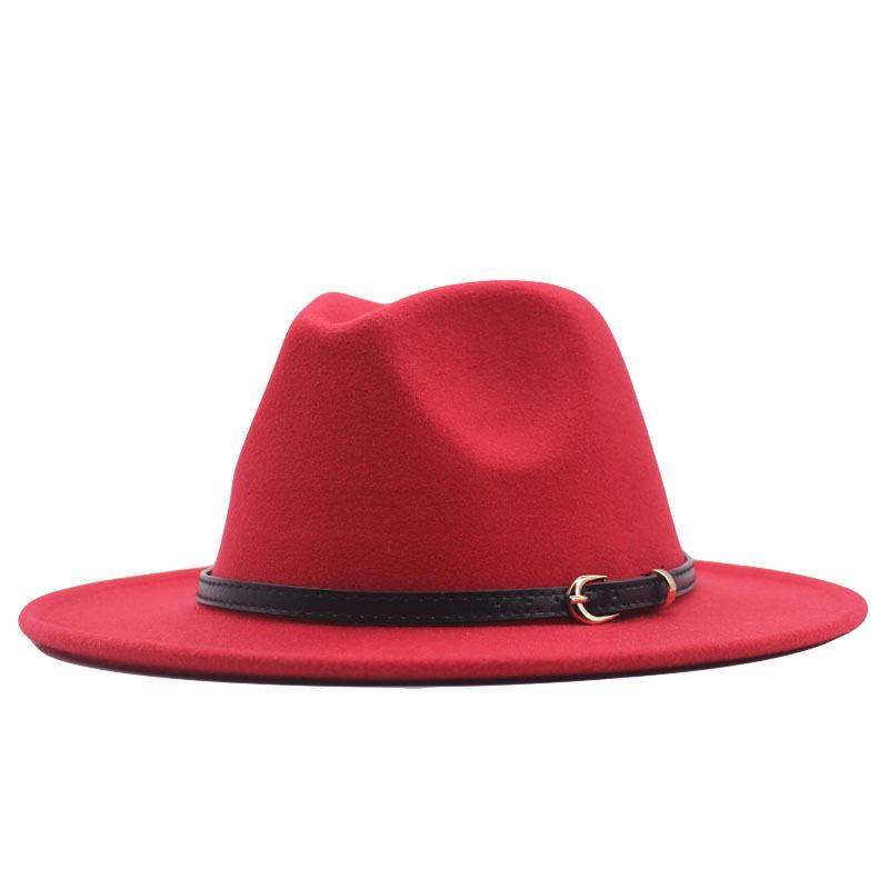 European and American style spring and autumn winter imitation felt big brim hat British retro woolen top hat men's and women's travel Panama jazz hat