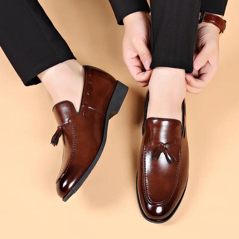 Fashion 2025 New In Designer Style Dress Leather Shoes for Men Shoe Business Casual Slip On Wedding Party Black Plus Size 38-46