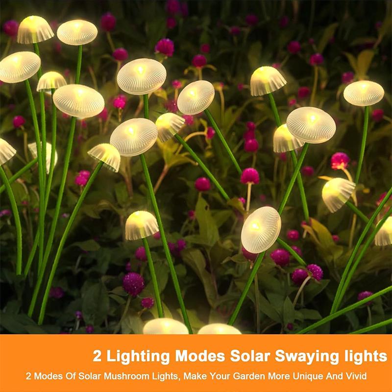 Solar Garden Lights Outdoor, Mushroom Light Outdoor, IP65 Firefly Lamp Outside Decor for Patio Pathway, Sway by Wind
